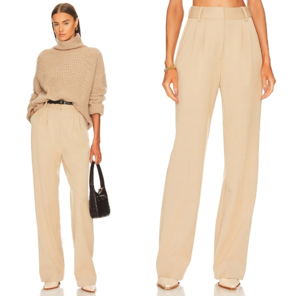 🆕️ Favorite Daughter Pleated Pants in Beige - Picture 1 of 13